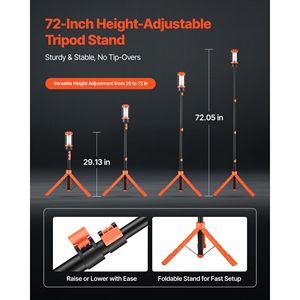 Lampada da Lavoro LED Ricaricabile 10Ah con 2200 Lumen, 3 Teste Luminose e Treppiede Staccabile per Campeggio e Officine, Alimentazione DC - Product Image 4