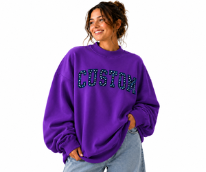 Lightweight Custom Logo Print Polka Dot Design Patchwork Purple Women <b>Mock</b> <b>Neck</b> Sweatshirt Comfortable Casual Winter Wear <b>Top</b> - Product Image 1