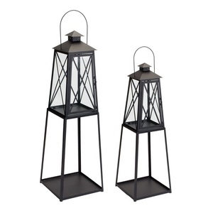 Wholesale Hot Selling Style <b>Black</b> Metal Candle Holder <b>Lanterns</b> with Stand for Outdoor Decorations - Product Image 1