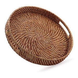 Round Wicker Rattan <b>Tray</b> Home Decor Bathroom <b>Vanity</b> Container Towels Bathing Accessories <b>Trays</b> - Product Image 5