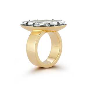 Bague de fiançailles en diamant de laboratoire taille marquise East West, or jaune massif 14K 18K, or noir, bague fine et élégante pour femme - Product Image 3