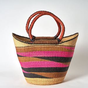 Custom Wave Seagrass Handbags <b>Tote</b> <b>Bag</b> Premium Leather Handles Designer Women <b>Straw</b> Handbag Luxury Summer Beach OEM - Product Image 2