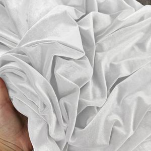 100% Polyester Solid White Micro Velvet 9000 Wrinkle Resistant Medium Weight Fabric <b>for</b> Modern Girls Wedding Apparel Premium - Product Image 1