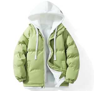 Chaqueta Acolchada con Capucha para Hombre, Cierre de Cremallera Reversible, Ropa Casual de Invierno, Relleno Grueso de Poliéster, Corte Regular - Product Image 4