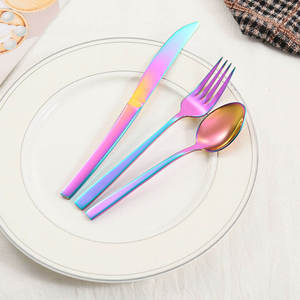 Collection de Couverts en Acier Inoxydable Brillant à Manche Large Iridescent pour Mariage – Vente en Gros - Product Image 2