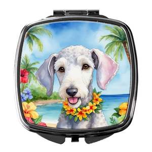 Bedlington Terrier Luau espejo de maquillaje de viaje compacto portátil plegable diseño de mano regalo para mujeres y niñas - Product Image 1