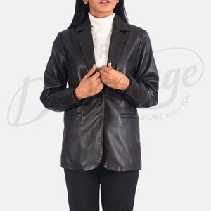 Women Real <b>Leather</b> Blazer <b>Jacket</b> Slim Fit Premium Sheepskin Single Button Formal Casual Business Outerwear Fashionable Coat - Product Image 2