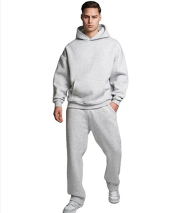 Custom High Cotton Hooded Lightweight Essential Set Long Sleeve Sweatshirt Sweatpants Winter Tracksuit Men <b>Women</b> Customizable - Product Image 3