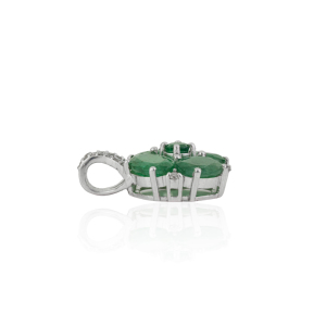 Gorgeous 925 Sterling Silver Oval & Round Cut 100% Authentic <b>Emerald</b> Gemstone Fine Minimalist <b>Pendant</b> For Women's - Product Image 5