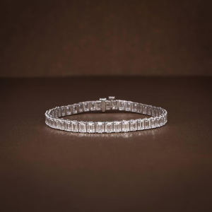 Pulsera de tenis de plata de ley 925 con moissanita brillante de corte esmeralda, estilo Iced Out, elegante y lujosa, regalo de aniversario. - Product Image 1