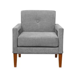 Poltrona Moderna 1 Pezzo per Soggiorno, Rivestimento in Ciniglia Grigia con Molle Insacchettate, Gambe in Legno Massello, Arredamento - Product Image 2