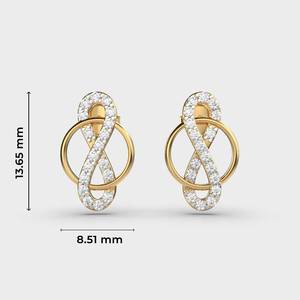 Luxury Gold Plated Diamond <b>Stud</b> Earrings Geometric Infinity Design Round Brilliant Cut Channel Setting Women's Earring - Product Image 3