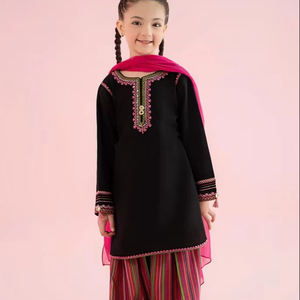 Salwar Kameez pakistanais pour enfants et femmes, vêtements décontractés pour fêtes, tissu acrylique, broderie, mariage, anniversaire, festivals, séchage rapide - Product Image 1