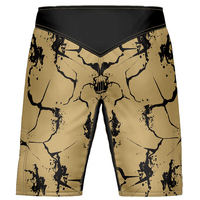 Shorts de bain décontractés pour hommes à séchage rapide, motif craquelé, taille élastique, motif noir et or, shorts de sport