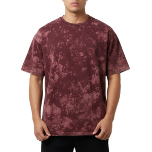 Custom Vintage Acid Wash <b>Maroon</b> T-Shirt| Heavyweight Mineral Wash Men Oversized Streetwear Tee| Drop Shoulder Cotton Plain <b>Top</b> - Product Image 1