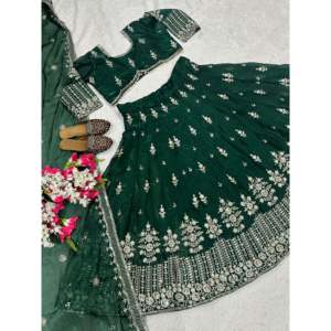 Hermoso Lehenga Choli Rojo Bordado de Maruti Designer con Trabajo de Lentejuelas, Talla Única para Ocasiones Especiales - Product Image 5