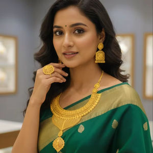 Ensemble de bijoux élégant plaqué or 4 pièces avec diamants pour femmes - Mariage, fiançailles, anniversaire et cadeau - Design indien fait main - Product Image 1