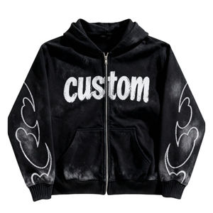Sourcing en gros de sweats à capuche personnalisés en molleton 350 g/m² coupe ample pour les entreprises de mode américaines, broderie sur la poitrine, faible MOQ - Product Image 1