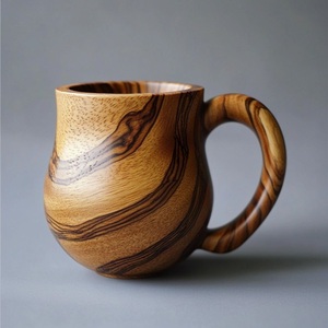 Mug à café en bois fait main, tasse en bois massif pour thé, bière, jus, écologique, réutilisable, disponible chez Worldwide Supply - Product Image 2