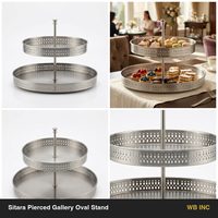 Support de buffet rond moderne en acier satiné SS304 de 40 cm, fait main, avec motifs perforés, pour décoration alimentaire et vaisselle de fête