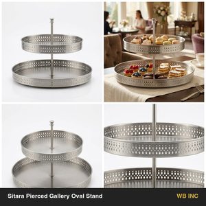 Soporte Ovalado de Acero Inoxidable SS304 de 40 cm, Acabado Satinado, para Buffet, Decoración de Mesa para Fiestas y Eventos - Product Image 6