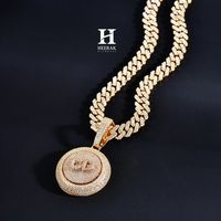 Colgante de Medallón Giratorio Personalizado con Iniciales, Oro 14K, Diamante VVS de Laboratorio, Disco Redondo Giratorio, Estilo Hip Hop, Venta al por Mayor, Logotipo Personalizado para Hombre