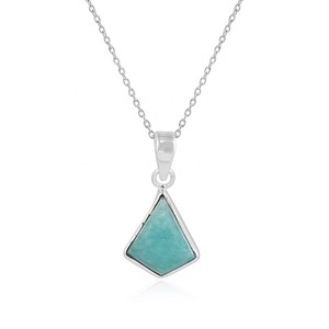 Collier pendentif en argent sterling 925 avec amazonite naturelle, pendentif géométrique en forme de larme, bijoux faits à la main, cadeau pour femmes - Product Image 1