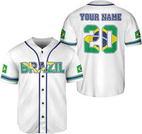 Camisetas de Béisbol Personalizadas OEM - Transpirables, Manga Corta, Diseño Brasileño Impreso Personalizado, Alta Calidad, 100% Poliéster, Antibacterianas