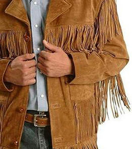Chaqueta de Cuero Estilo Vaquero para Invierno, con Flecos, Cuello Alto, Cierre de Cremallera, Estilo Urbano, Resistente al Viento - Product Image 4