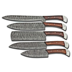 High Quality Damascus Steel <b>Kitchen</b> Knife Set with Leather Cover Durable Chef Knives Collection for Cooking Enthusiasts - Product Image 4