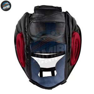 Protège-tête en cuir de vachette respirant personnalisé de haute qualité avec logo, élégant pour le sport, la boxe, le MMA, l'entraînement, équipement de protection avec fermeture auto-agrippante - Product Image 3