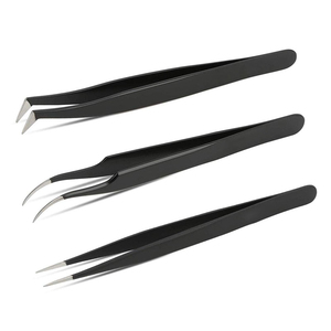 Pinces à cils personnalisées en acier inoxydable noir antidérapantes, outil professionnel pour cils de couleur noire - Product Image 1