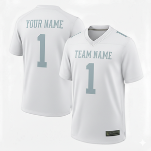 Maillot de football américain personnalisé pour adultes, col en V, manches courtes, 100 % polyester respirant, avec impression numérique du nom et du numéro de l'équipe - Product Image 2