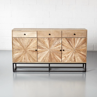 Buffet en bois massif luxueux et élégant avec un grand espace de rangement, meuble de salle à manger ou de salon