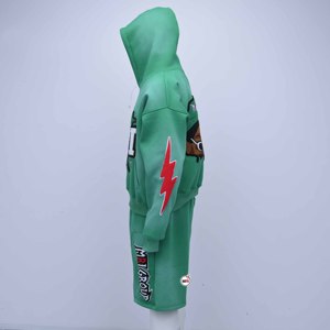 Conjunto de Chándal con Capucha Verde MRI, Estampado de Letras en Aplique, Pantalones Cortos Estilo Urbano, Unisex para Adultos, Ropa de Otoño con Logotipo y Diseño Personalizados - Product Image 3