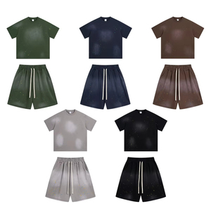 Ensemble décontracté 2 pièces en coton 100% de haute qualité, t-shirt et short surdimensionnés avec logo personnalisé imprimé pour hommes - Product Image 6