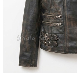 Trendy Leather Jacket for Women Featuring Vintage Distressed Texture and Soft Lining Women Leather Jacket - Product Image 4