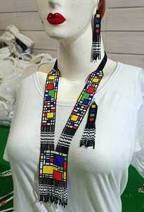 Conjunto de collar de cuentas de vidrio hechas a mano de lujo para accesorios de moda de boda y tiendas de joyería boutique - Product Image 2