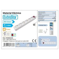 Multiprise 6 prises avec interrupteur et câble, 6 bases, en plastique, origine Espagne, modèle 613368, pour fournitures de bureau