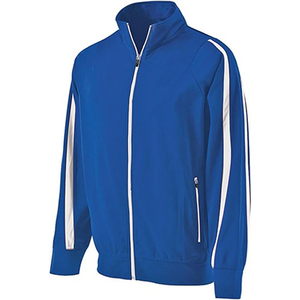 Chaqueta Deportiva de Forro Polar Marrón para Hombre con Rayas Blancas, Cuello Alto y Cierre de Cremallera, Estilo Deportivo, para Otoño - Product Image 2