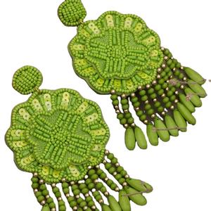 ต่างหูประดับลูกปัดหลากสีสัน สีเขียว สำหรับผู้หญิง เหมาะสำหรับงานปาร์ตี้ ราคาสุดคุ้ม - Product Image 1