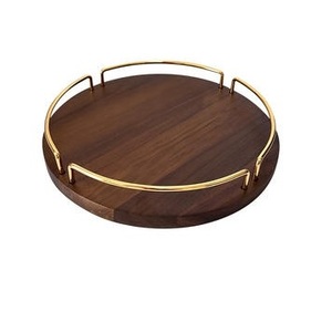 Elegant Dark <b>Walnut</b> Circular Serving Board <b>Dining</b> <b>Table</b> Centerpiece Charger Platter - Product Image 6