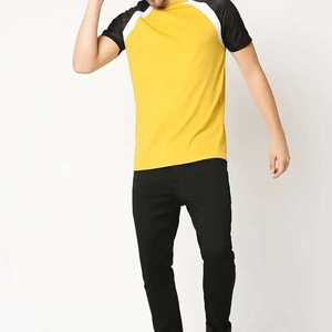 Camiseta Deportiva para Hombre, Amarilla y Negra, de Manga Corta, Cuello Redondo, Secado Rápido, Corte Regular, Tejido de Punto, 100% Poliéster, Color Sólido - Product Image 4