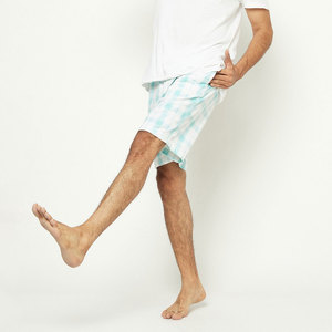 Shorts Bermuda Homme Décontractés à Carreaux Blancs et Bleu Ciel avec Cordon de Serrage, Style Décontracté, Respirants, Taille Mi-Haute, en Tissu Oxford de Coton - Product Image 5