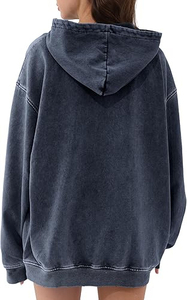 Sweat-shirts à capuche en coton mélangé délavé pour femmes, personnalisables avec logo, coupe oversize, respirants, pour l'hiver, avec poche avant pour logo OEM, USA - Product Image 5