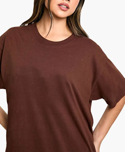 Customized Women's Brown Oversized Crew Neck T-<b>Shirt</b> With <b>Flame</b> Logo Print Loose Fit Short Sleeve 100% Cotton Jersey Casual Wear - Product Image 6