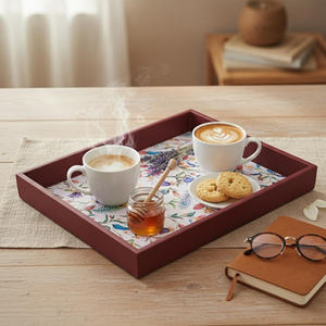 Bandeja de Servir de Madera Hecha a Mano de Lujo, Acabado Natural Suave, Ideal para Decoración de Mesa de Centro en Hoteles, Hogares y Cocinas, Suministro al por Mayor - Product Image 4