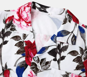 Custom Logo Floral Sublimation Print <b>Beach</b> Wear Quick Dry Cotton Polyester Turn Down Collar Short Sleeves <b>Men's</b> Hawaiian <b>Shirt</b> - Product Image 4