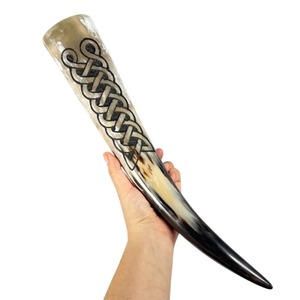 Vaso de Cuerno Pulido Ecológico Genuino con Funda de Cuero, Jarra de Cerveza Estilo Vikingo, Vajilla Medieval para Taberna, Regalo para el Hogar - Product Image 6