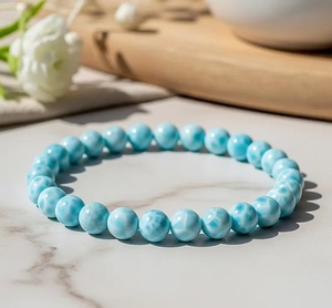 Natural Larimar Bead <b>Bracelet</b> 8mm Blue Gemstone Stretch <b>Bracelet</b> December Birthstone Jewelry Gift for Men Women Wholesale - Product Image 4